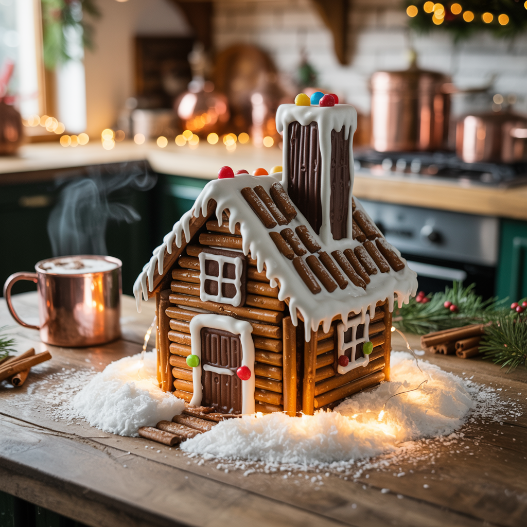 The Cozy Cabin Gingerbread House Design