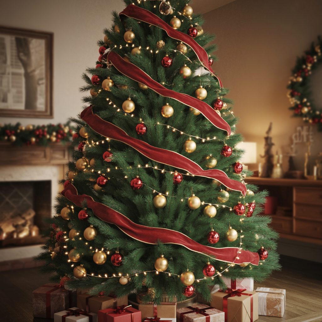 Classic Red, Green, and Gold Christmas Tree Color Scheme