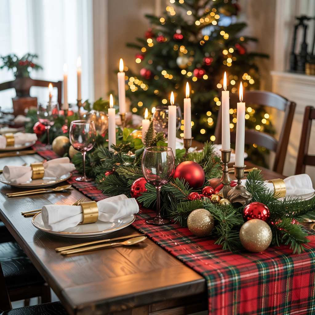 Classic Red and Green Christmas Table Decor