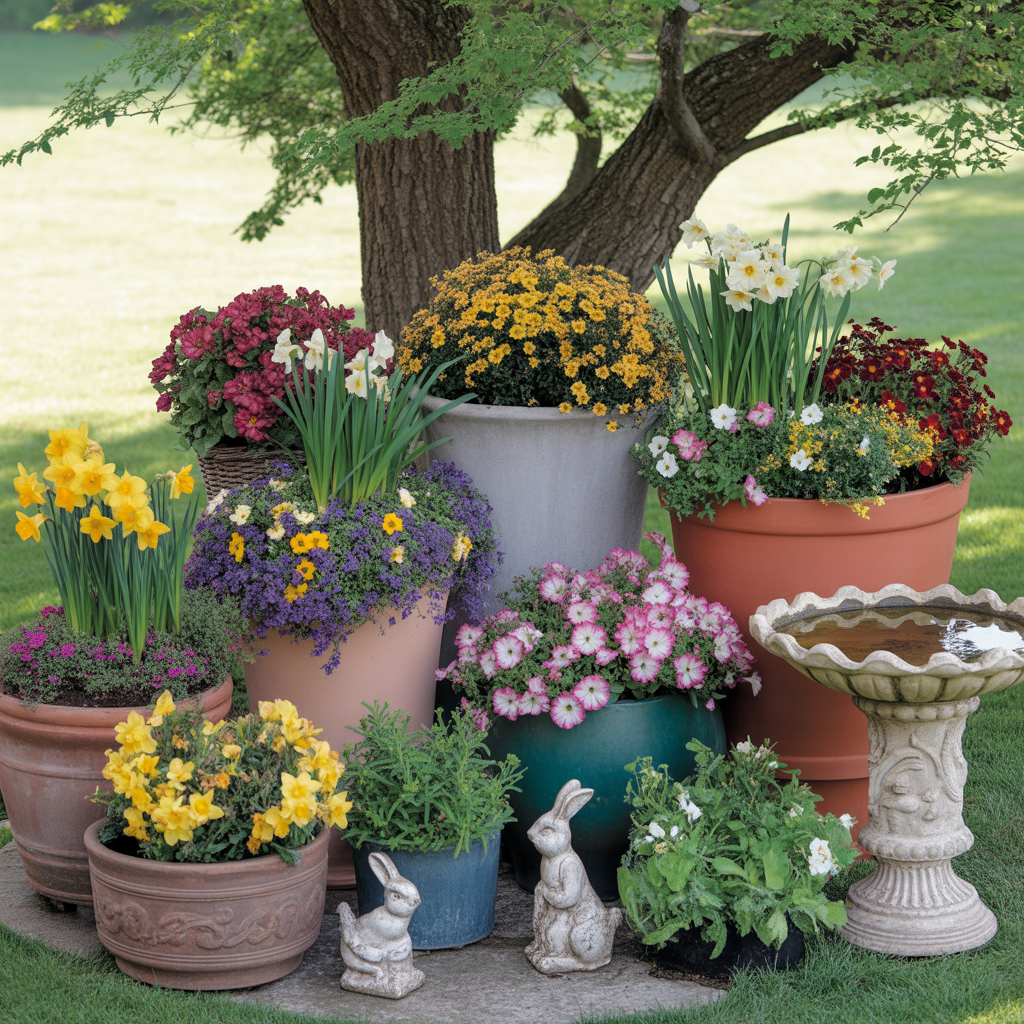 Decorating Under Trees With Pots, Containers, and Accents