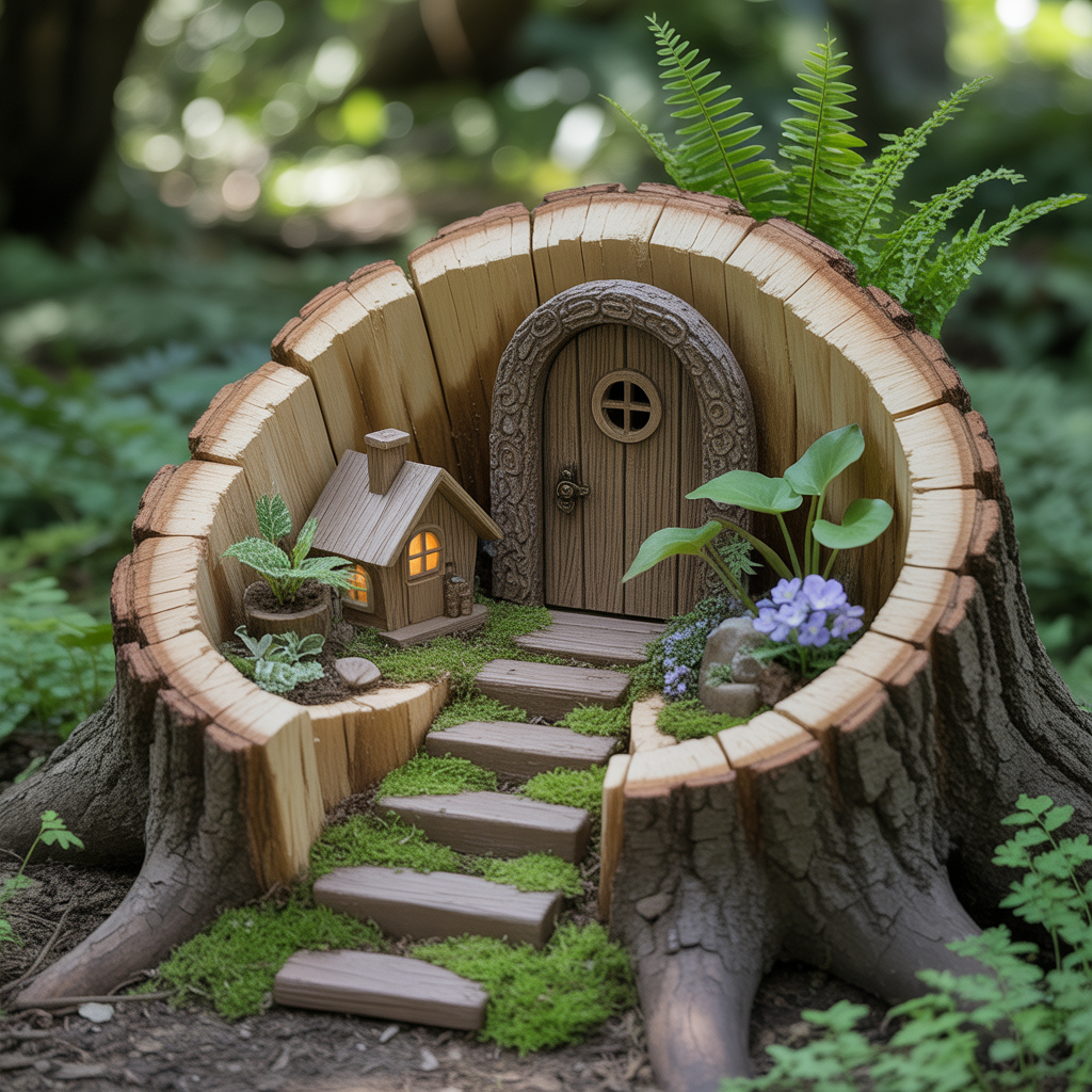 Fairy Gardens in Tree Stumps, Logs, and Planters