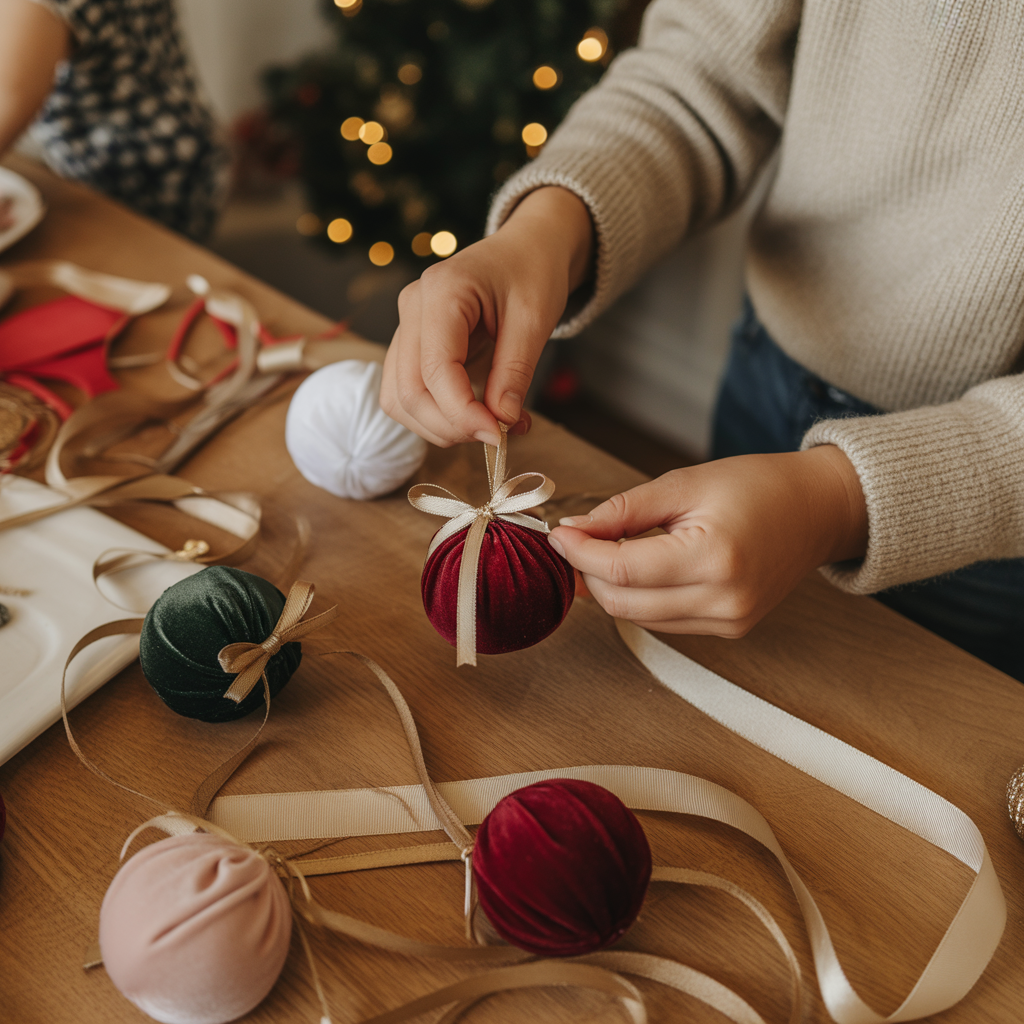 Minimalist Velvet Christmas Tree in Neutral Shades