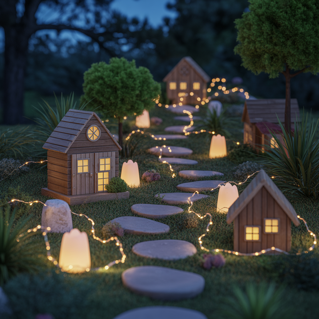 Nighttime Fairy Gardens with Lights