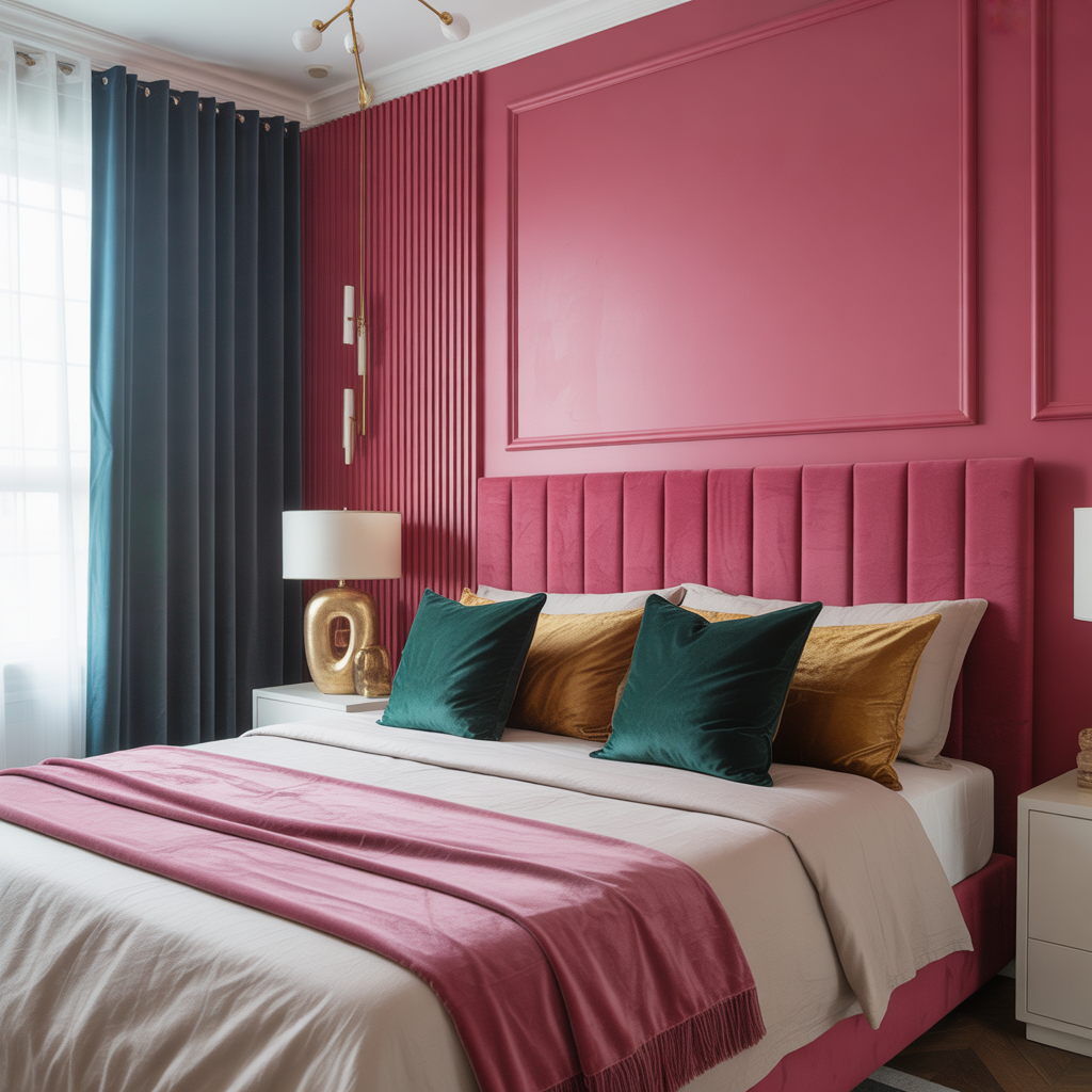 Pairing Pink Accent Walls With Bold Design Elements