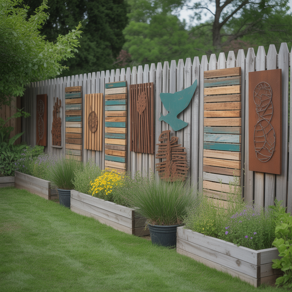 Upcycled and Recycled Fence Art