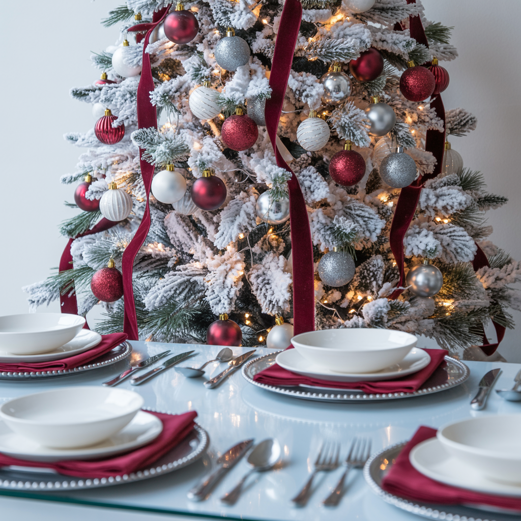 Winter Wonderland with Burgundy & Silver or White