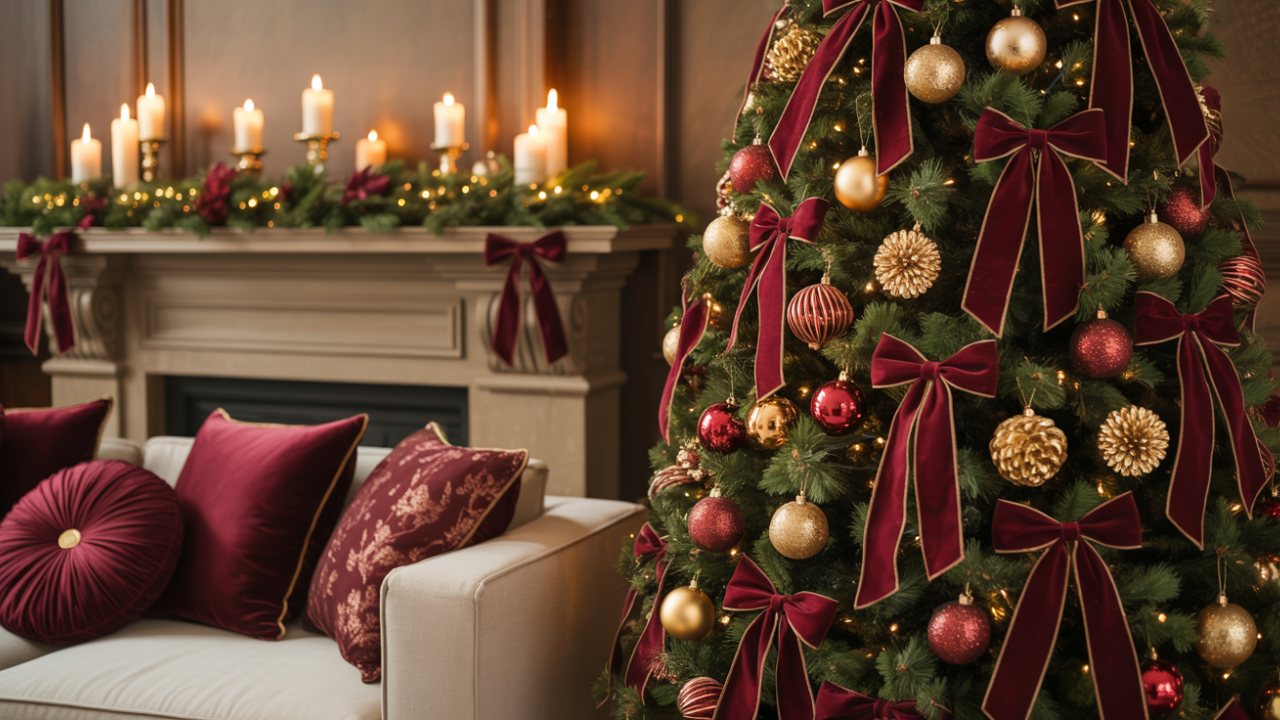 burgundy christmas decor themes