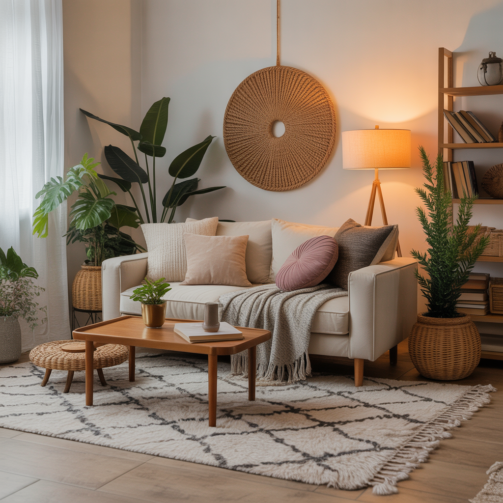 Layer with Rugs, Cushions, and Accessorie